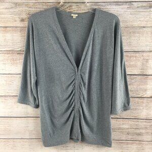 J. Crew Ruched 3/4 Batwing Sleeve Full Zip Knit Cardigan Lightweight